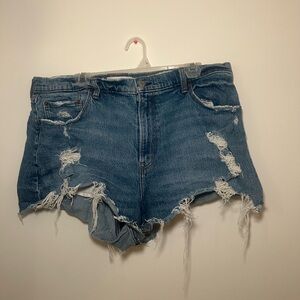 Abercrombie & Fitch Ripped Blue Jean Shorts
